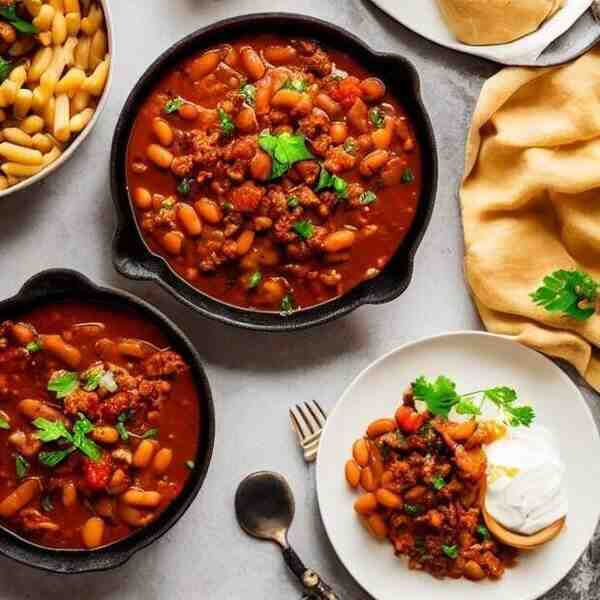 Картофельный гуляш со свининой и фасолью